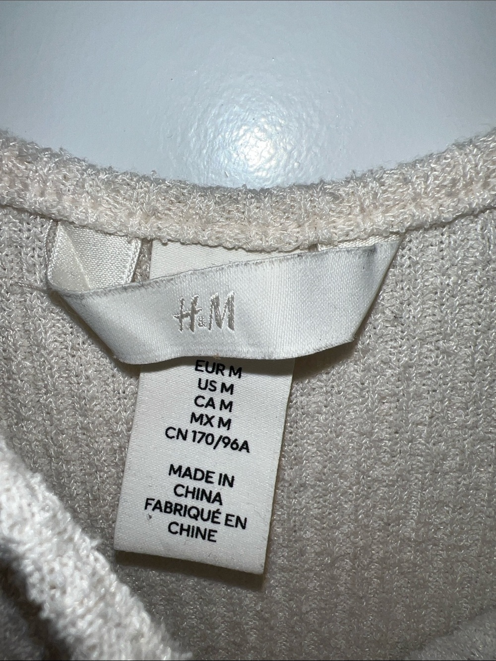 H&M Cream Ribbed Henley Tank Top - Picture 2 of 3